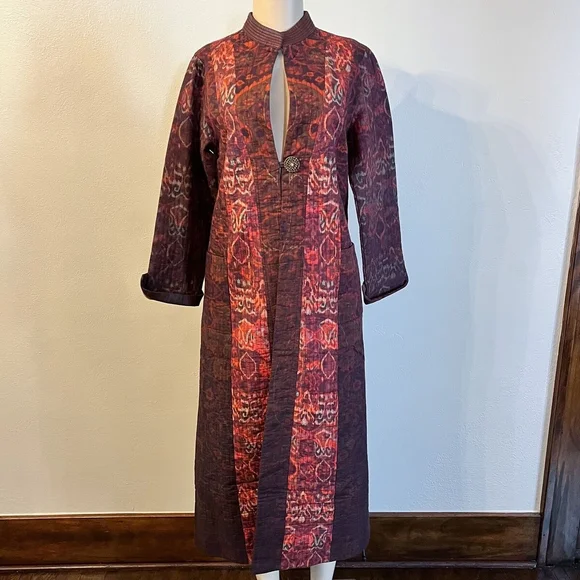 Soft Surroundings Red and Orange Trench Coat with Elegant Silhouette - Picture 4 of 4